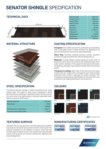 Специфікація Senator Shingle