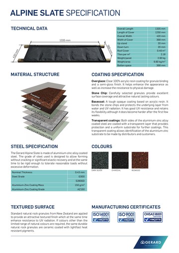 Специфікація Alpine Slate